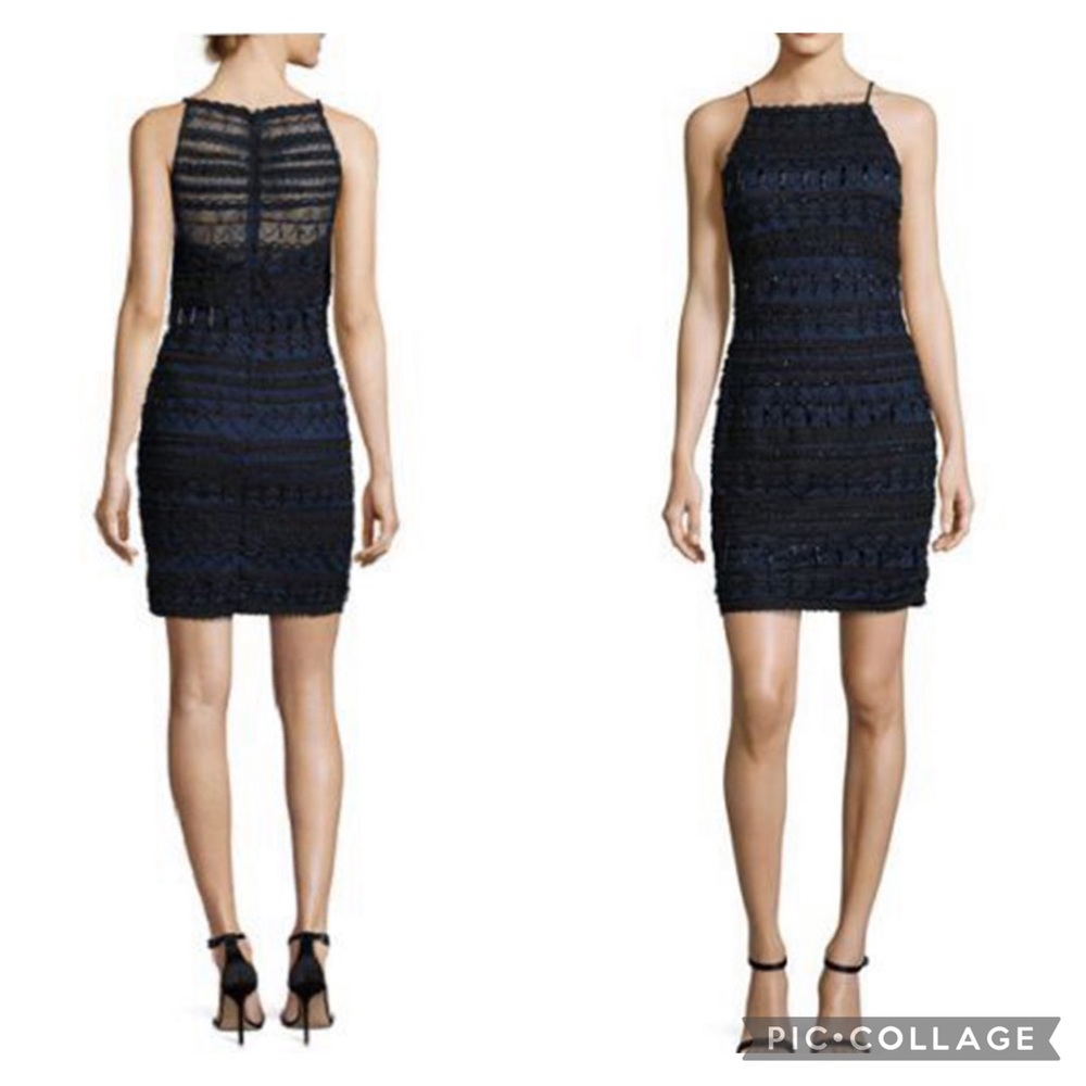 Aidan Mattox geometric beaded sleeveless cocktail dress - Picture 2 of 7